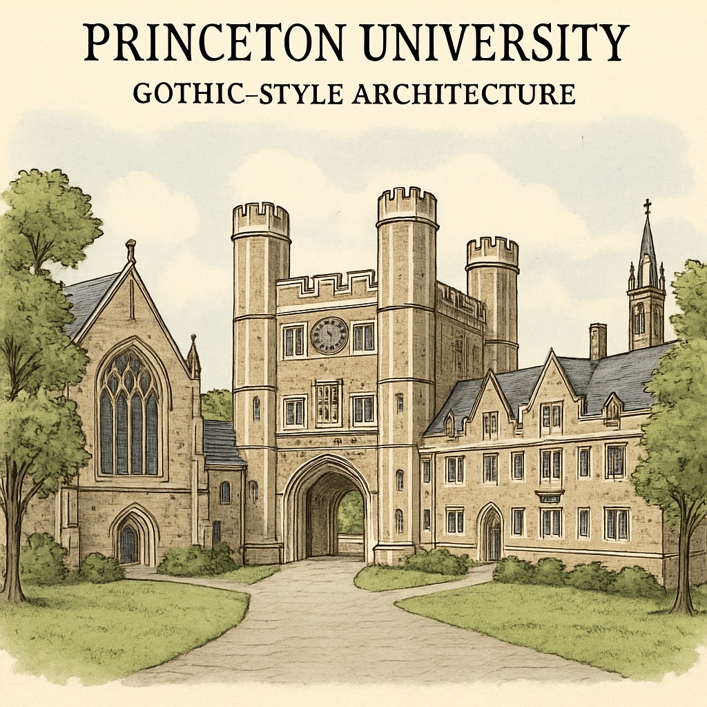 A photo of Princeton University’s campus, showcasing its iconic Gothic-style architecture. Princeton University’s campus, highlighting its Gothic-style architecture.