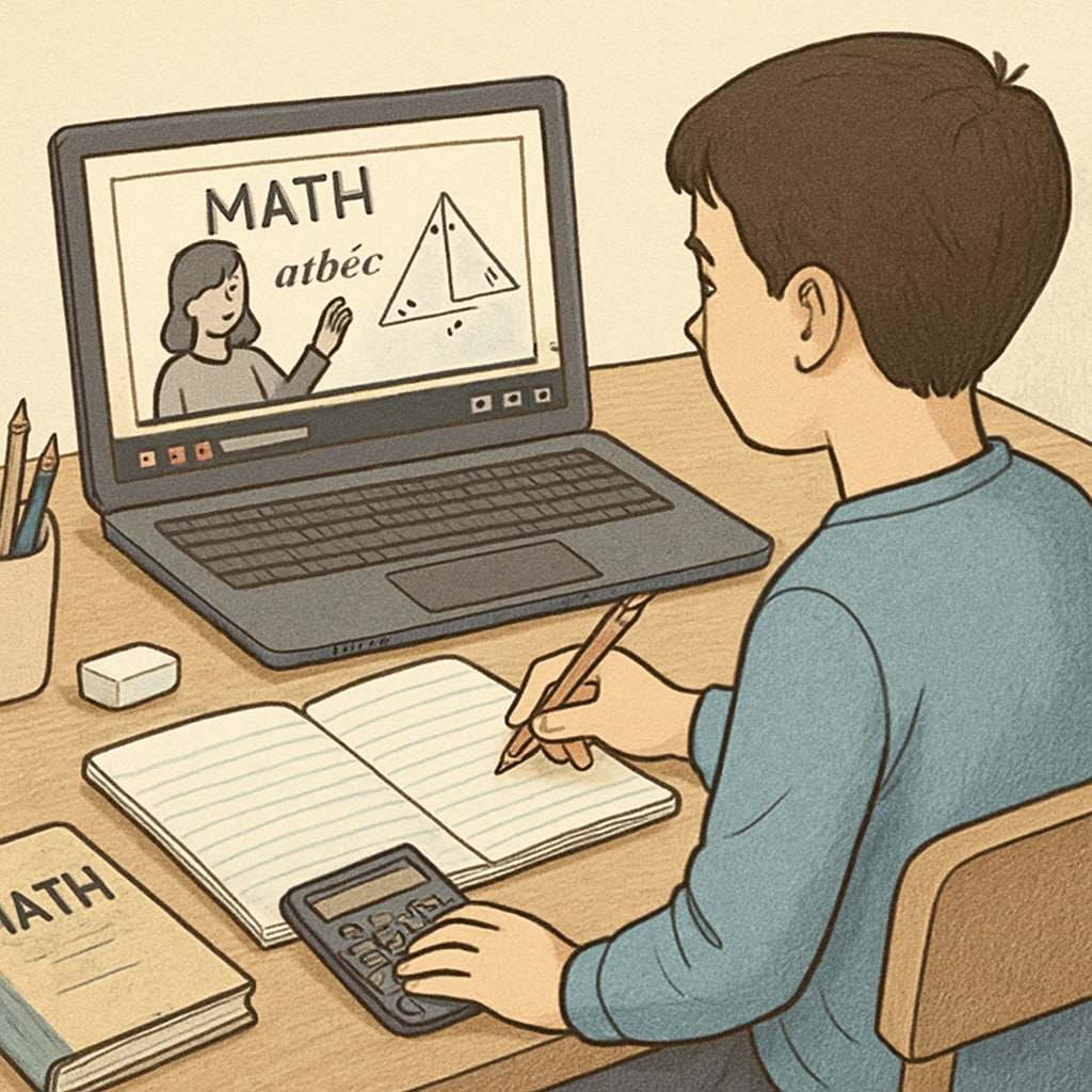 Student learning math concepts for campus recruitment through YouTube.
