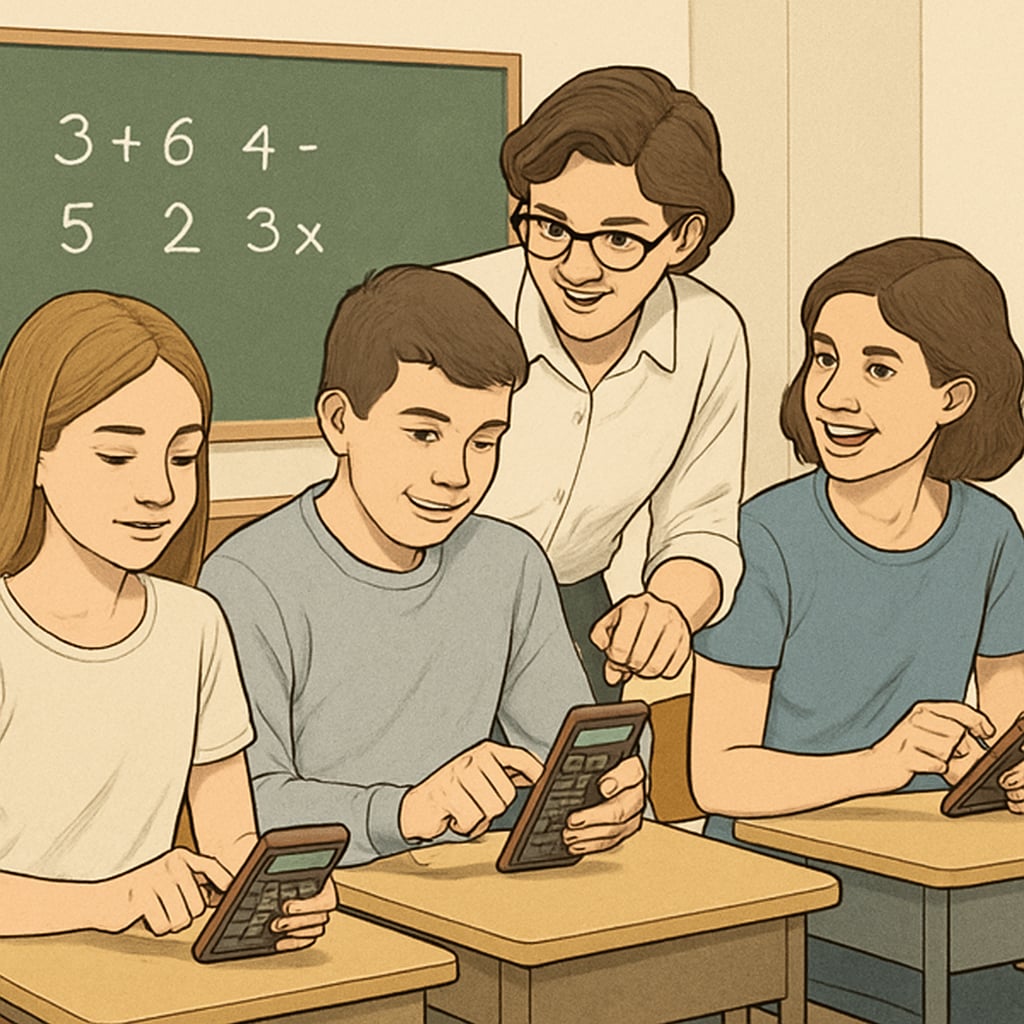 A general photo of students using RPN calculators in a classroom setting, demonstrating engagement and active learning. Students using RPN calculators in classrooms to enhance learning