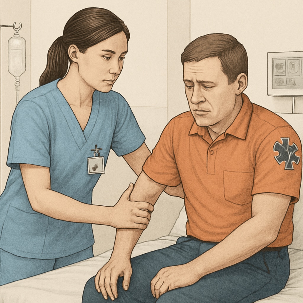 A nurse assisting a patient, symbolizing the connection between EMT experience and nursing education. Nurse working with a patient, showcasing EMT experience relevance.