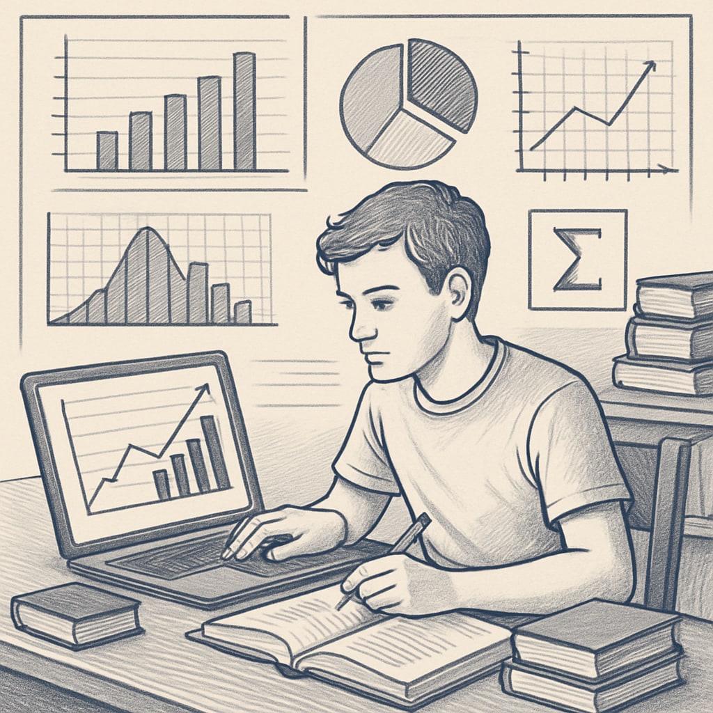 A student analyzing data on a laptop, symbolizing data science education and preparation. Student engaged in data analysis using a laptop, illustrating preparation for data science programs.