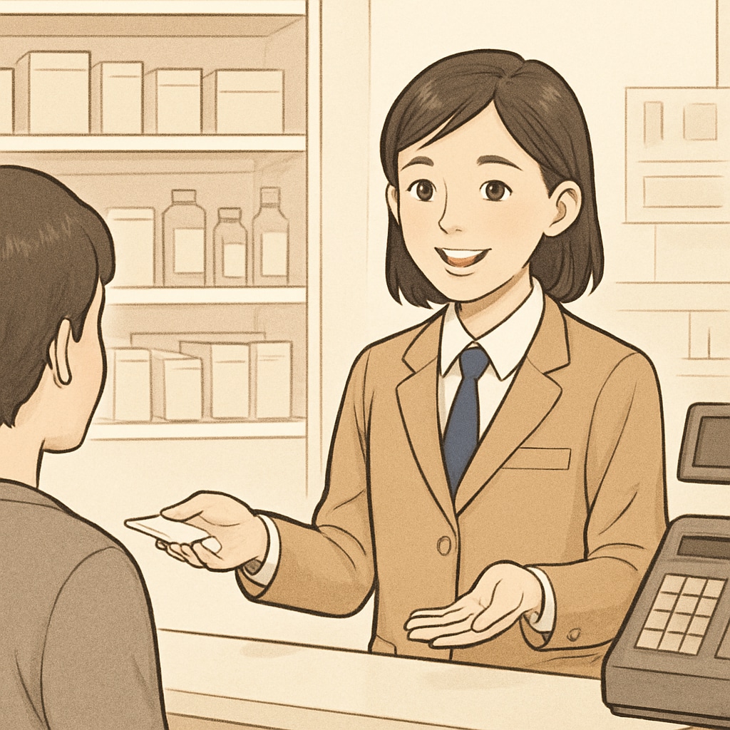 A high school student working at a part-time retail job, engaging positively with a customer. A high school student balancing a part-time retail job and academics.