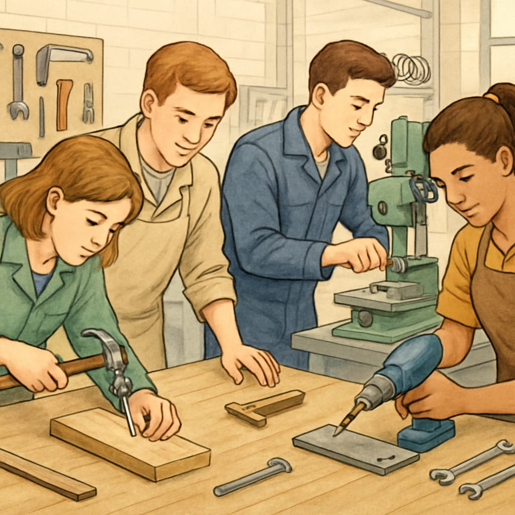 Students participating in vocational education, redefining success beyond GCSE results.