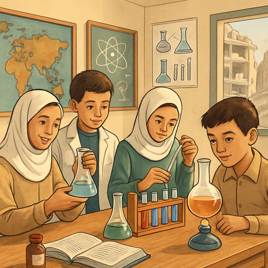 Gaza classroom with science experiments, hope and innovation