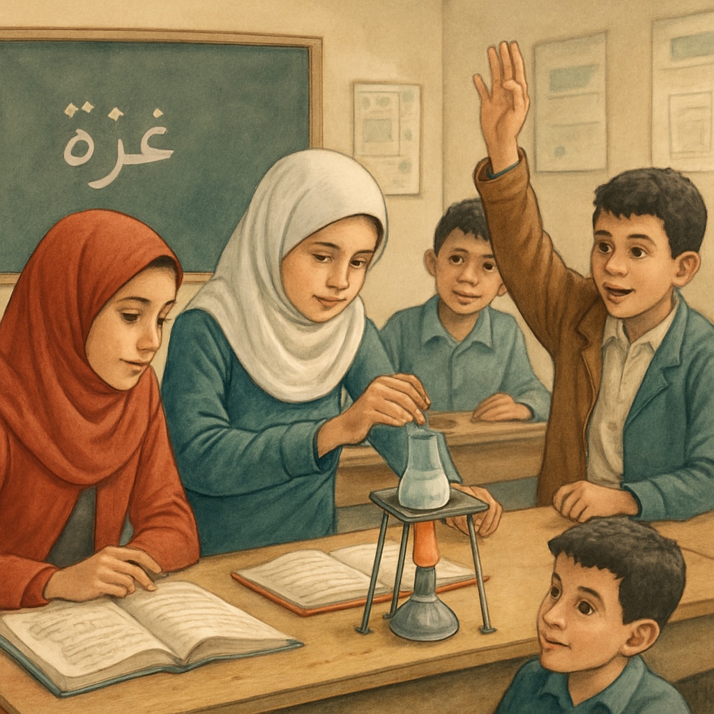 Gaza school science experiment demonstrating the importance of teaching syllabi.