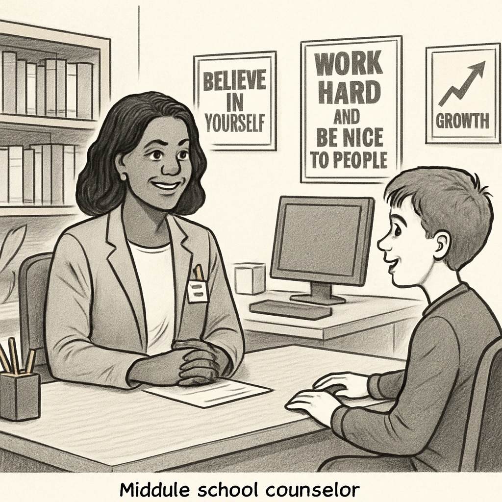 A school counselor speaking with a student, representing the importance of school counseling interviews.