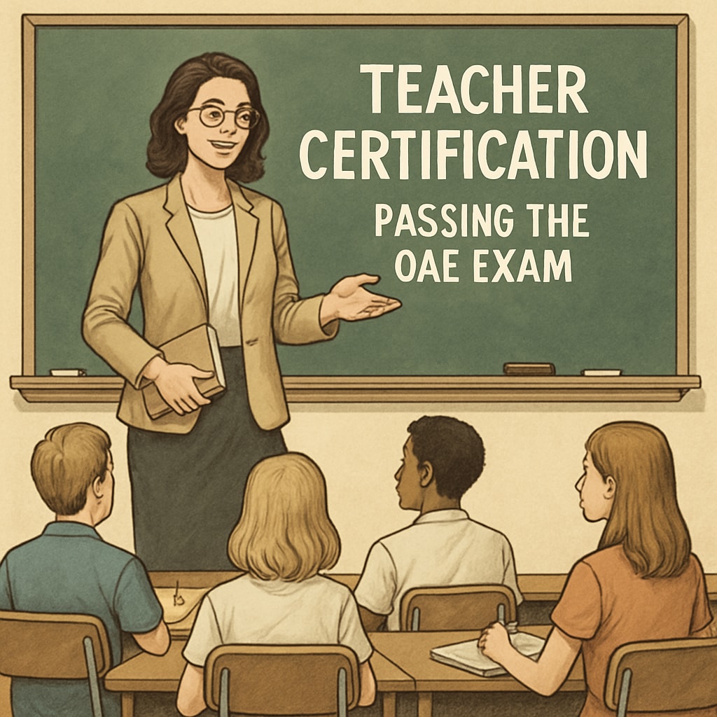 Teacher confidently instructing students after passing the OAE exam.