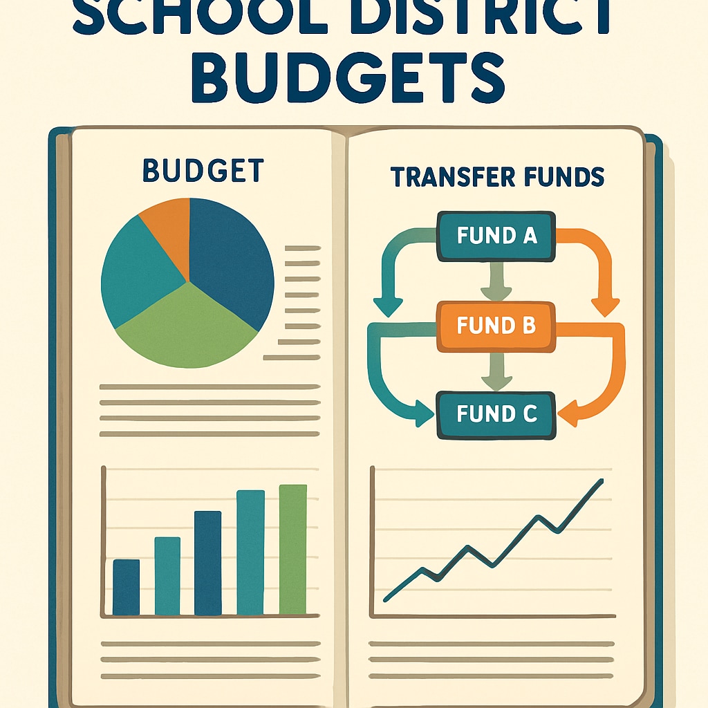 A financial report displaying school district budgets, illustrating the complexity of transfer funds Financial report showing school budgets and transfer funds impact on per-student spending