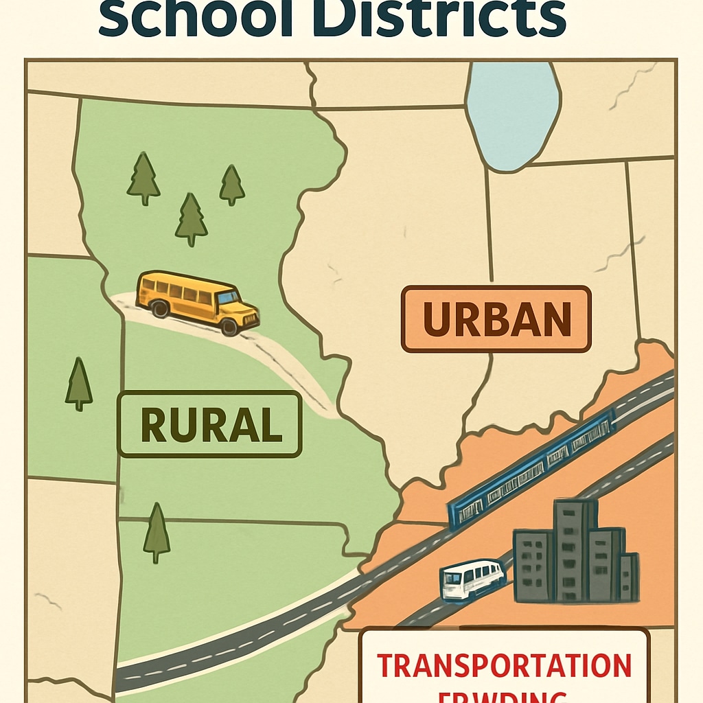 A map showing rural and urban disparities in school transportation.