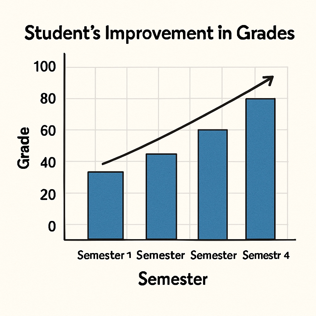 Chart showing academic progress over time, relevant to Harvard admission standards discussion.