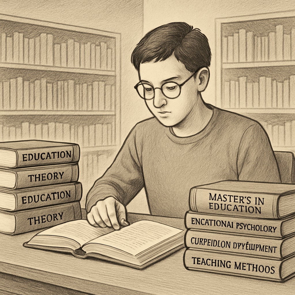 A student preparing for a Master's in Education by studying pedagogy and educational theory