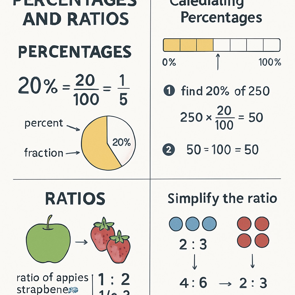 A detailed screenshot of a math tutorial video explaining percentages and ratios on a popular YouTube channel. Math tutorial video focusing on percentages and ratios for campus recruitment preparation.