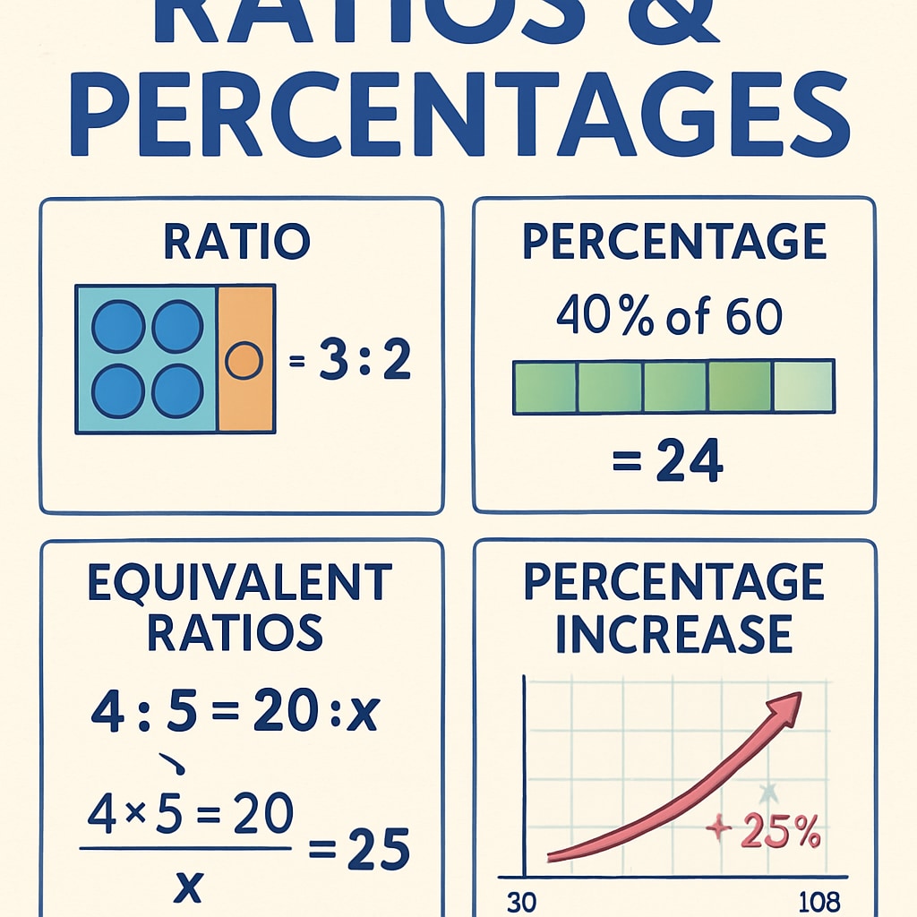 A thumbnail image of a YouTube math tutorial video, highlighting step-by-step explanations of solving ratios and percentages. YouTube math tutorial video for ratios and percentages