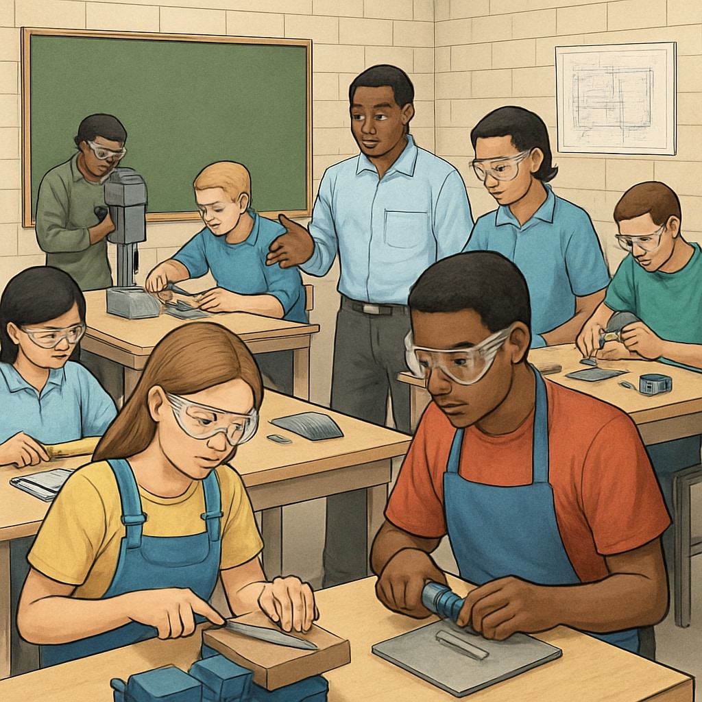 Students participating in vocational training programs like BTEC courses.
