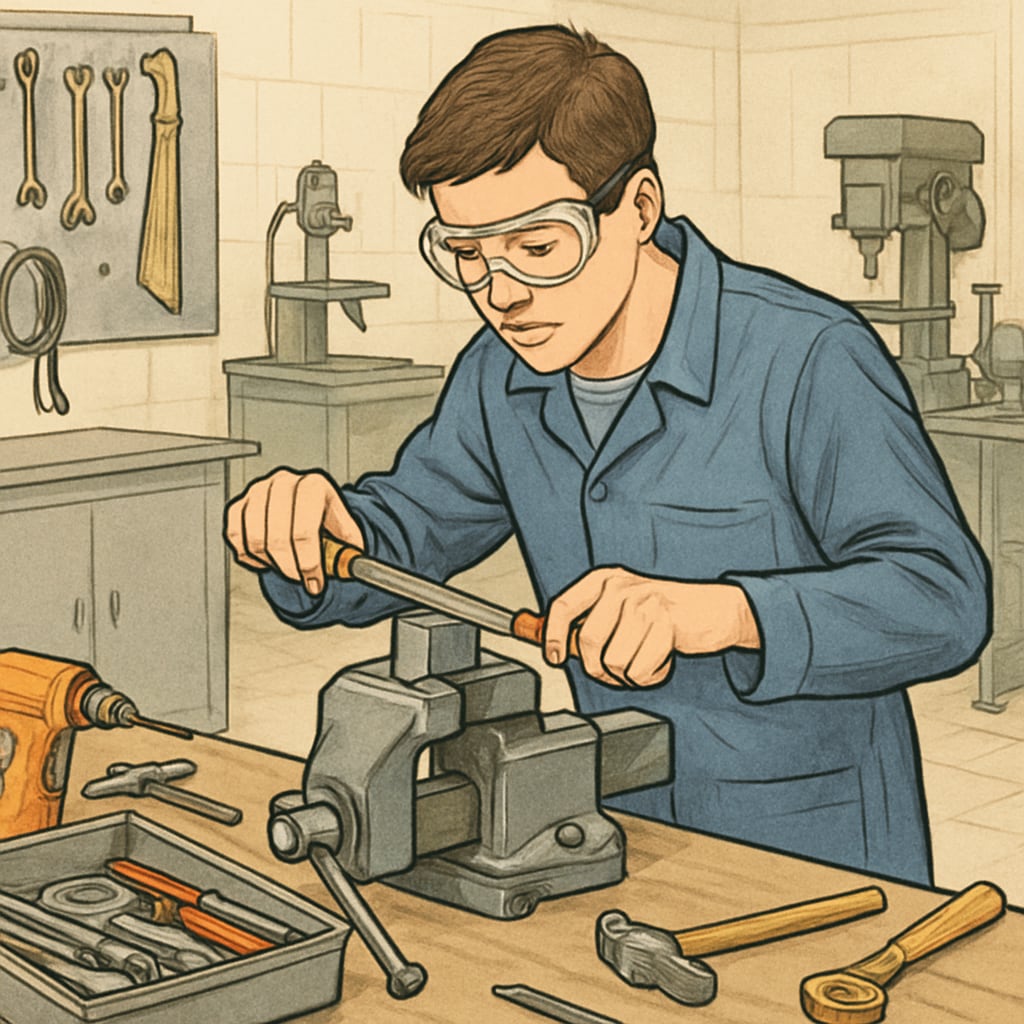A student engaged in hands-on vocational training, symbolizing alternative educational success pathways. Student practicing vocational training as a pathway to success.