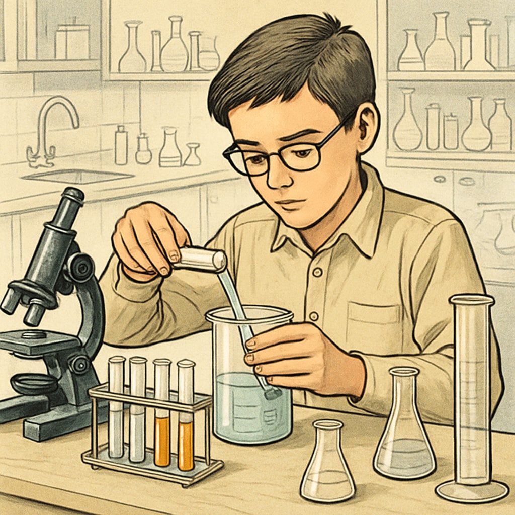 A student conducting a science experiment in a laboratory, representing hands-on STEM learning. Student conducting a science experiment in a laboratory.