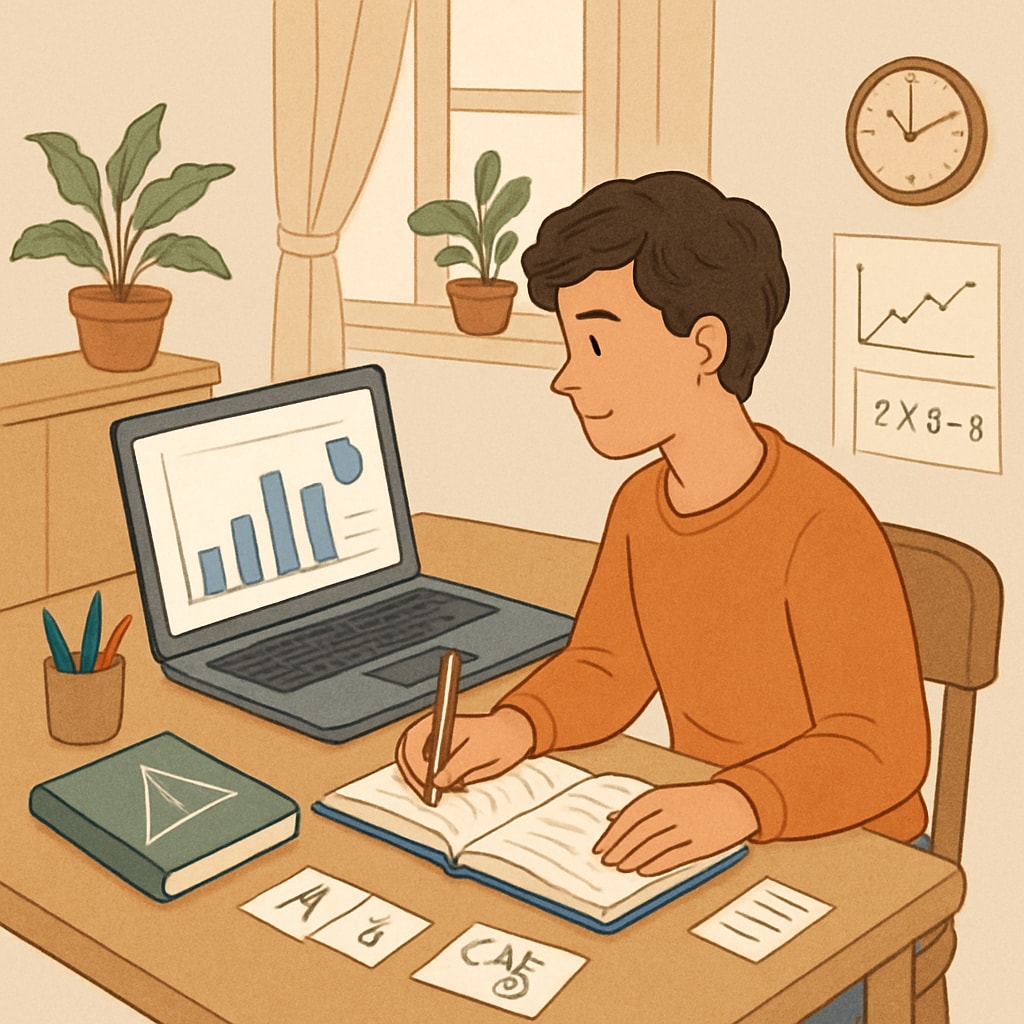 A student studying on a laptop with personalized educational tools in a home setting. This image highlights the benefits of tailored learning in online education. A student using a laptop for personalized learning in a public online school setting.
