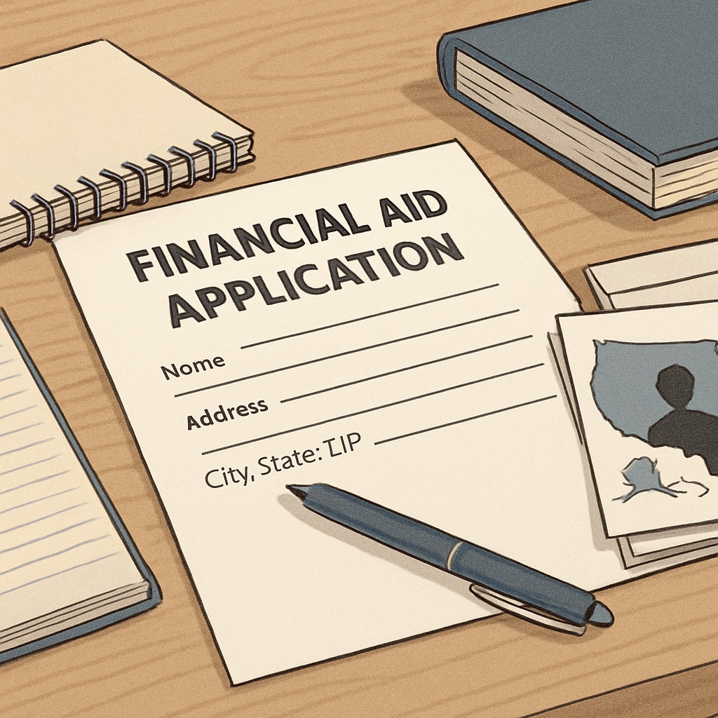 A financial aid application form on a desk, symbolizing the struggle of immigrant students to secure funding. Financial aid form representing immigrant students' funding challenges.