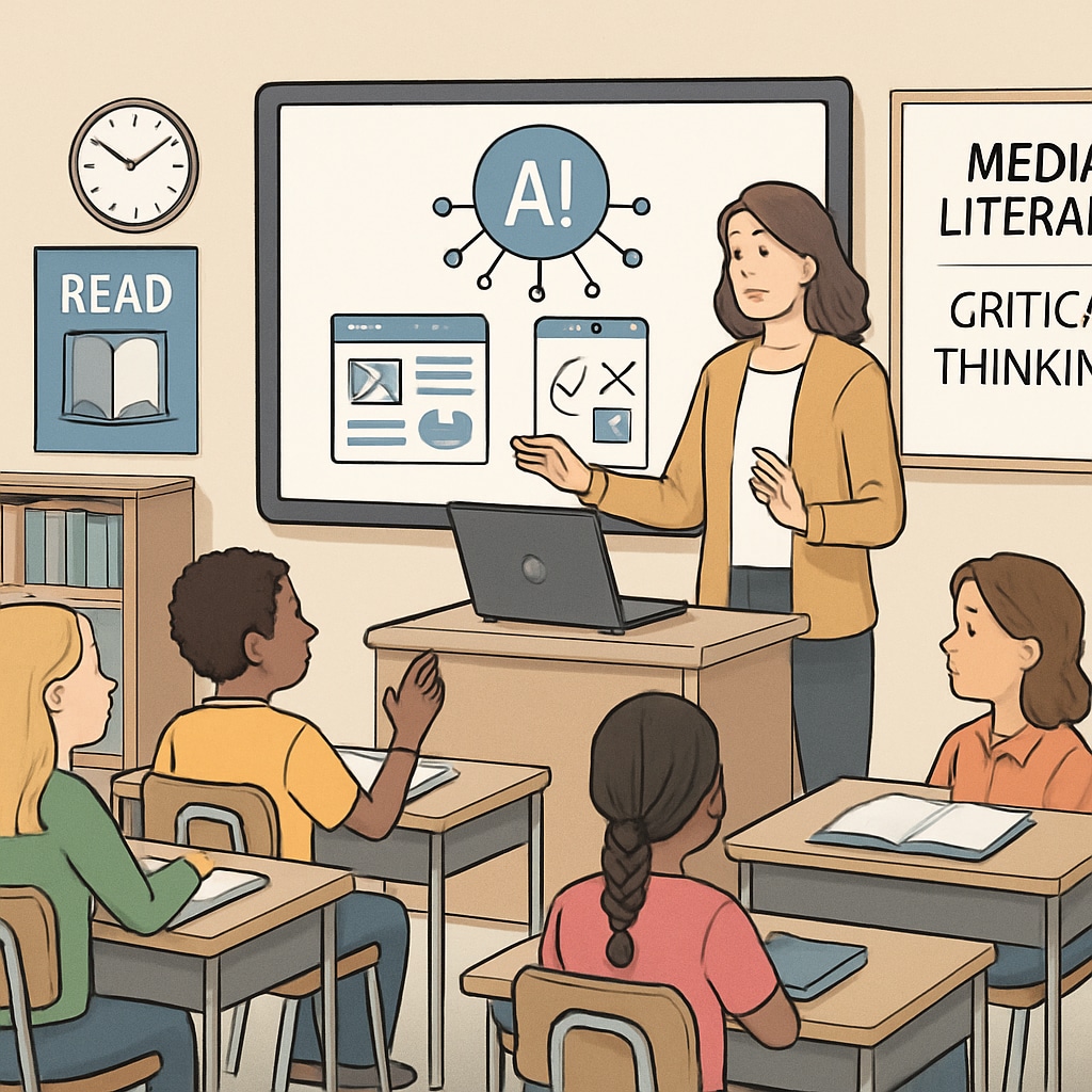 AI tools used in a classroom to teach media literacy and critical thinking