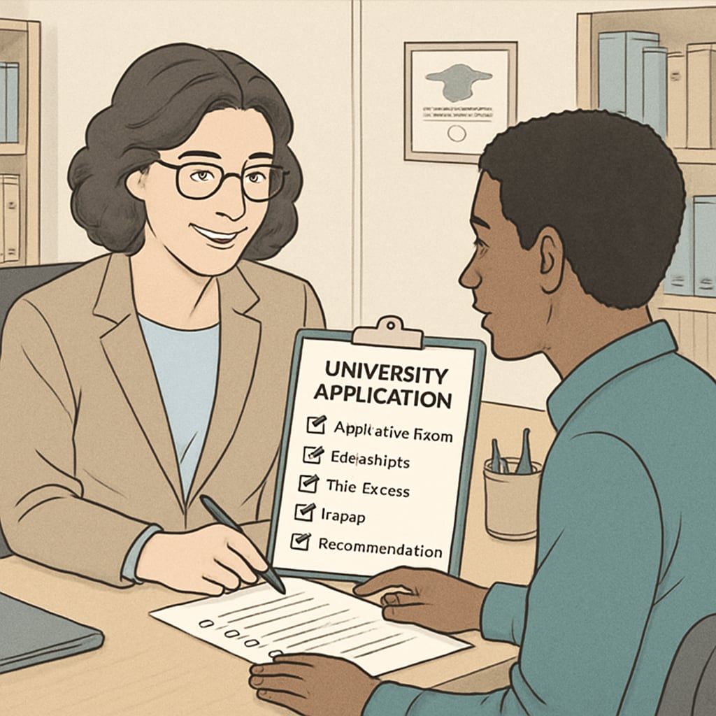 University application checklist review with a counselor.