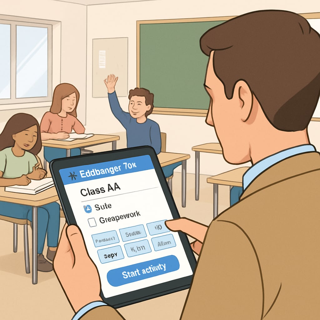 Teacher using EdChanger Pro for classroom management and teaching efficiency