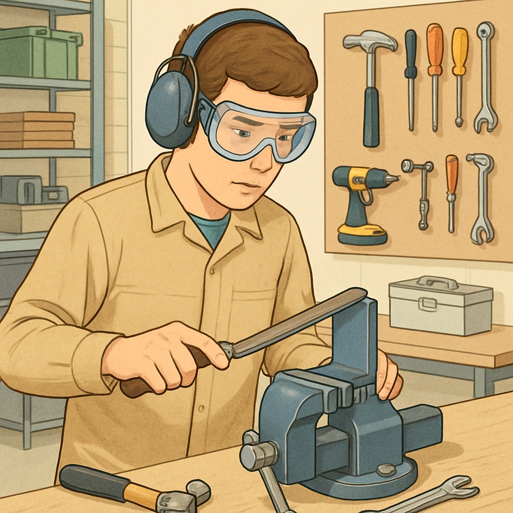 A student participating in a hands-on vocational training program, symbolizing the importance of practical skills in education. A student engaged in vocational training to emphasize education's shift towards practical skills.