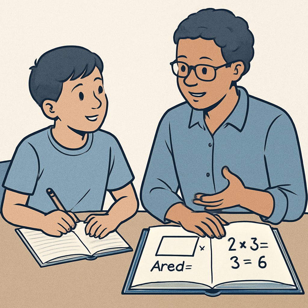 Parent and child discussing math homework to improve learning motivation.