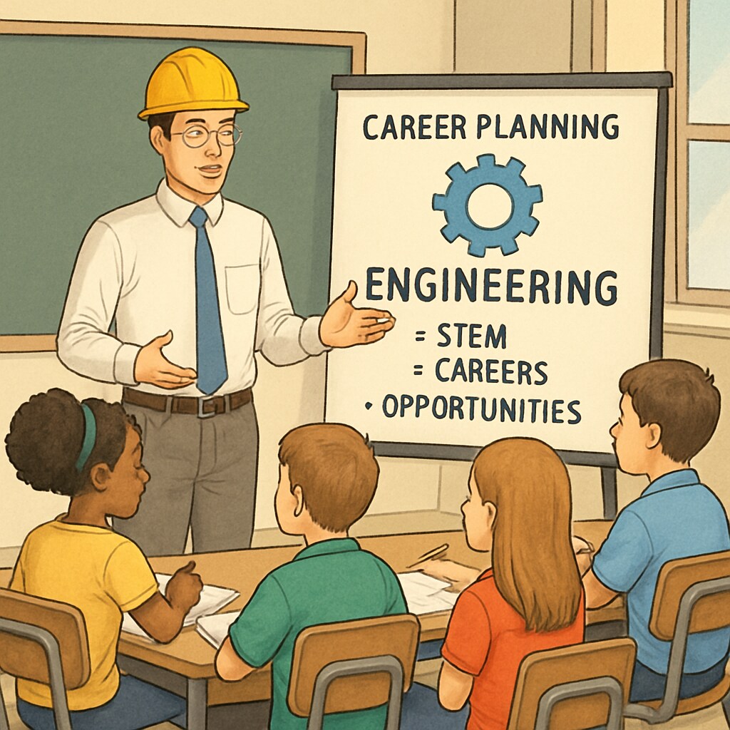 Students listening to a career talk focused on engineering and STEM career planning.