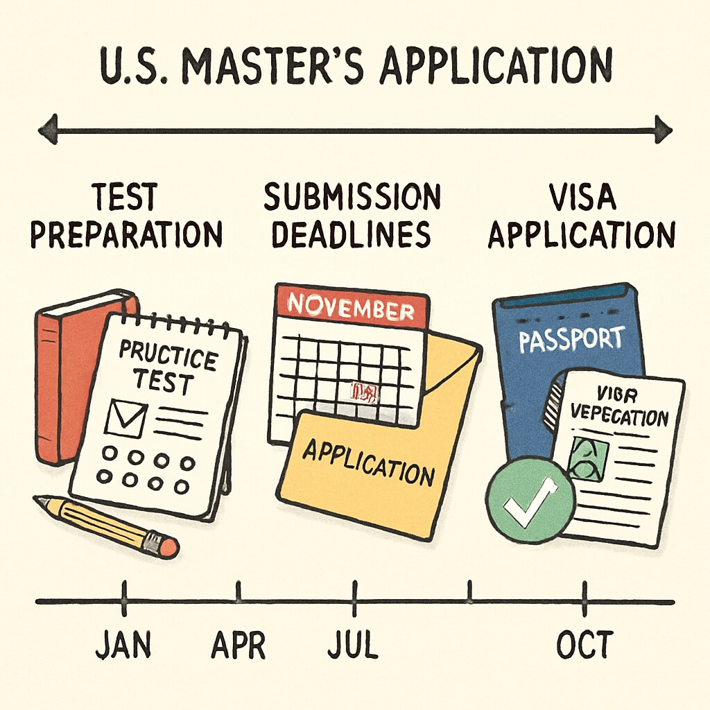 Timeline for U.S. master's application process.