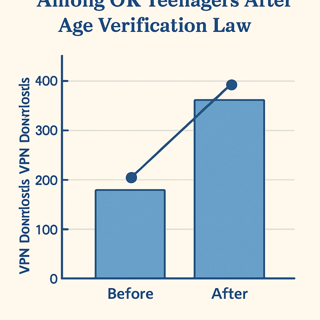 Graph showing VPN usage increase among UK teens post-age verification law