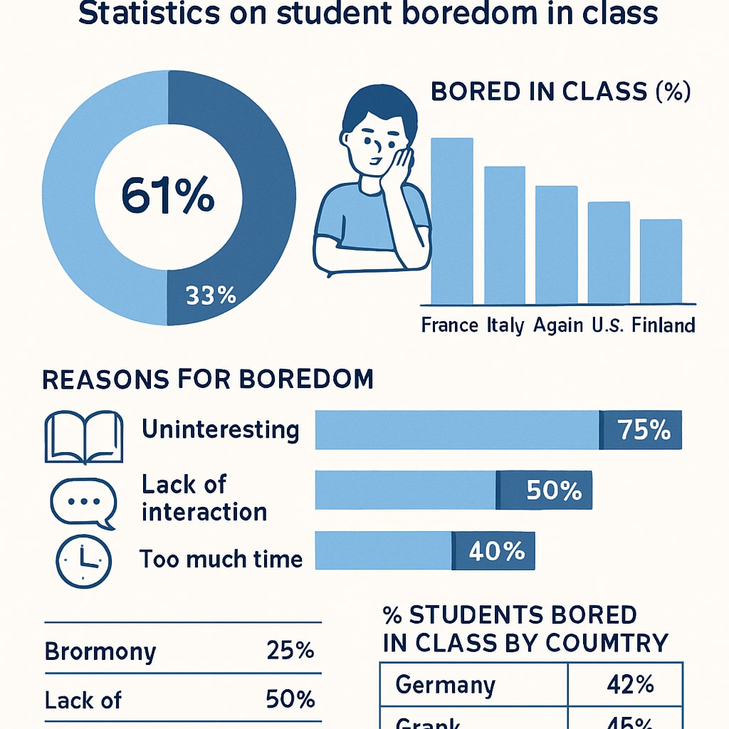 Data visualization of global student boredom statistics in K12 education.