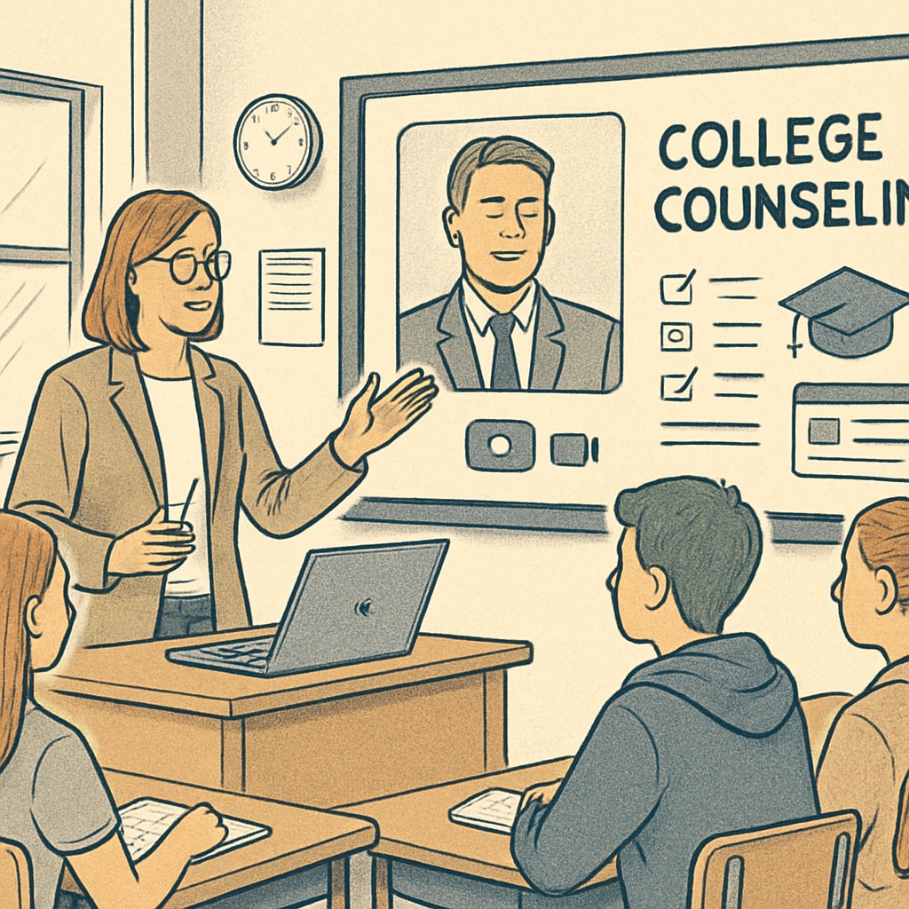 Teacher conducting virtual college counseling for K12 students in response to UC San Diego's expansion.
