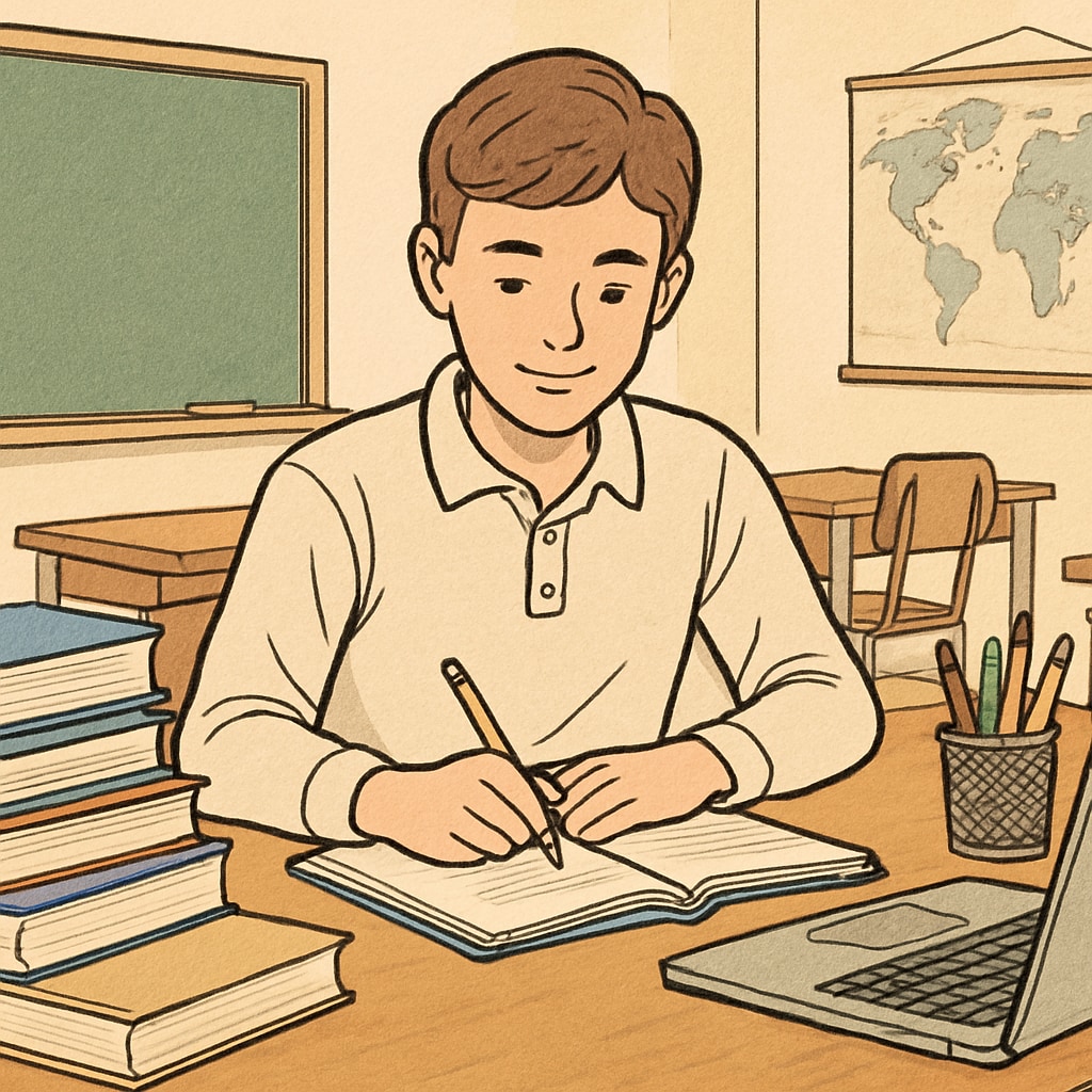 High school student using education courses, supplemental learning, and external resources at their desk.