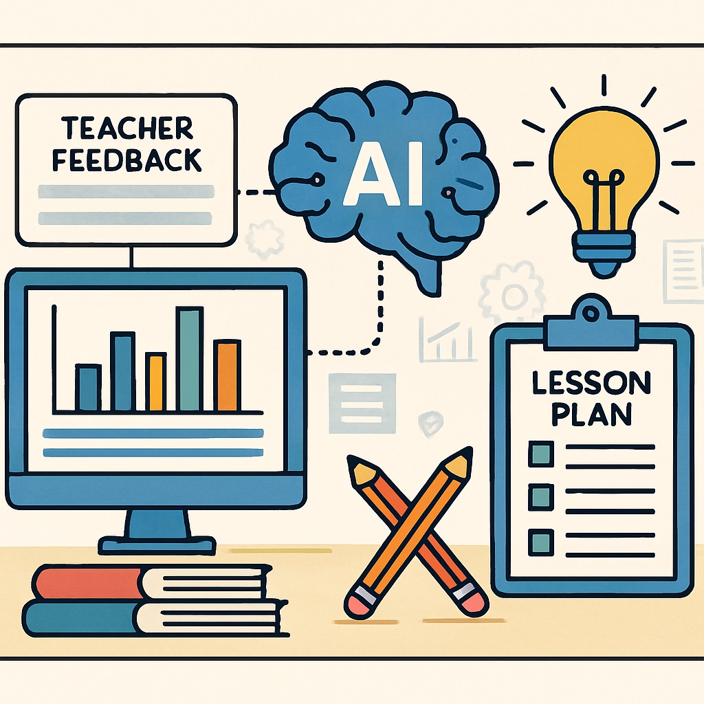 AI system analyzing teacher feedback for lesson planning.