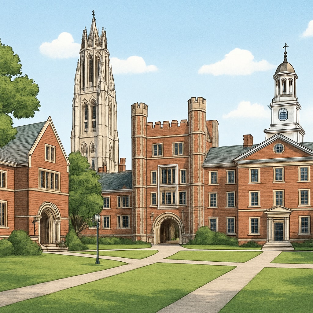 A prestigious Ivy League university campus with iconic architecture. Princeton Ivy League campus architecture.