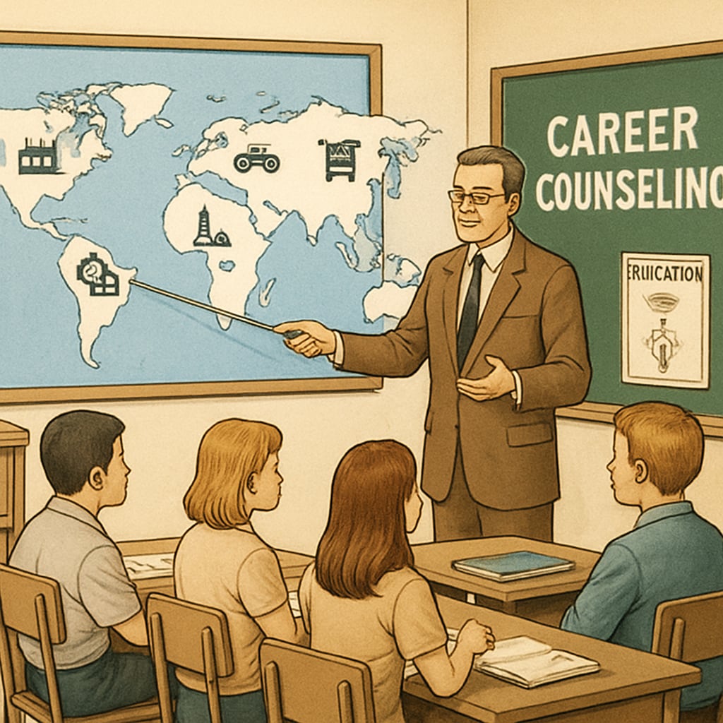 Career counseling session focused on global job trends in a developing country.