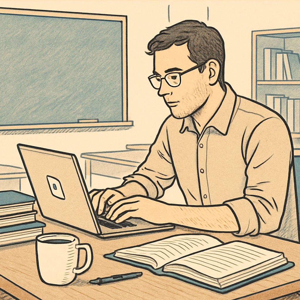 An adult student studying online, representing ongoing education opportunities. Adult learner pursuing education online to transition from a modified diploma.