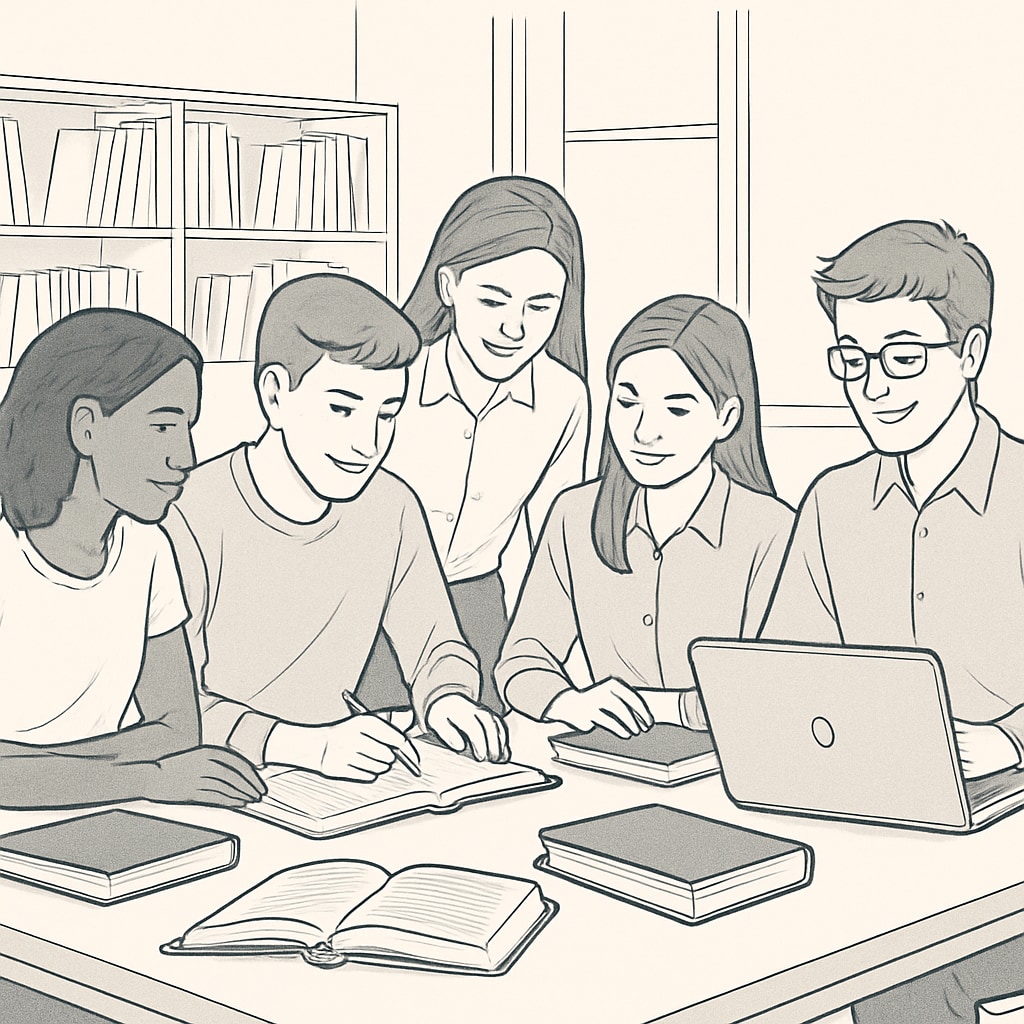 Collaborative study session among students at the University of Houston focusing on sharing resources and insights.