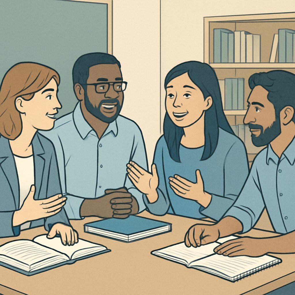 A diverse group of teachers engaging in a classroom discussion, symbolizing the importance of diverse perspectives in education. A diverse group of educators discussing classroom topics, emphasizing the value of diversity in schools.