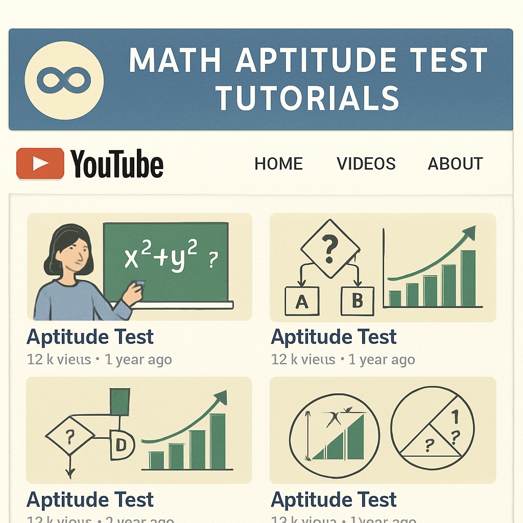 A screenshot of a YouTube channel homepage featuring math aptitude test tutorials. YouTube channel homepage with math aptitude test tutorials for campus recruitment.