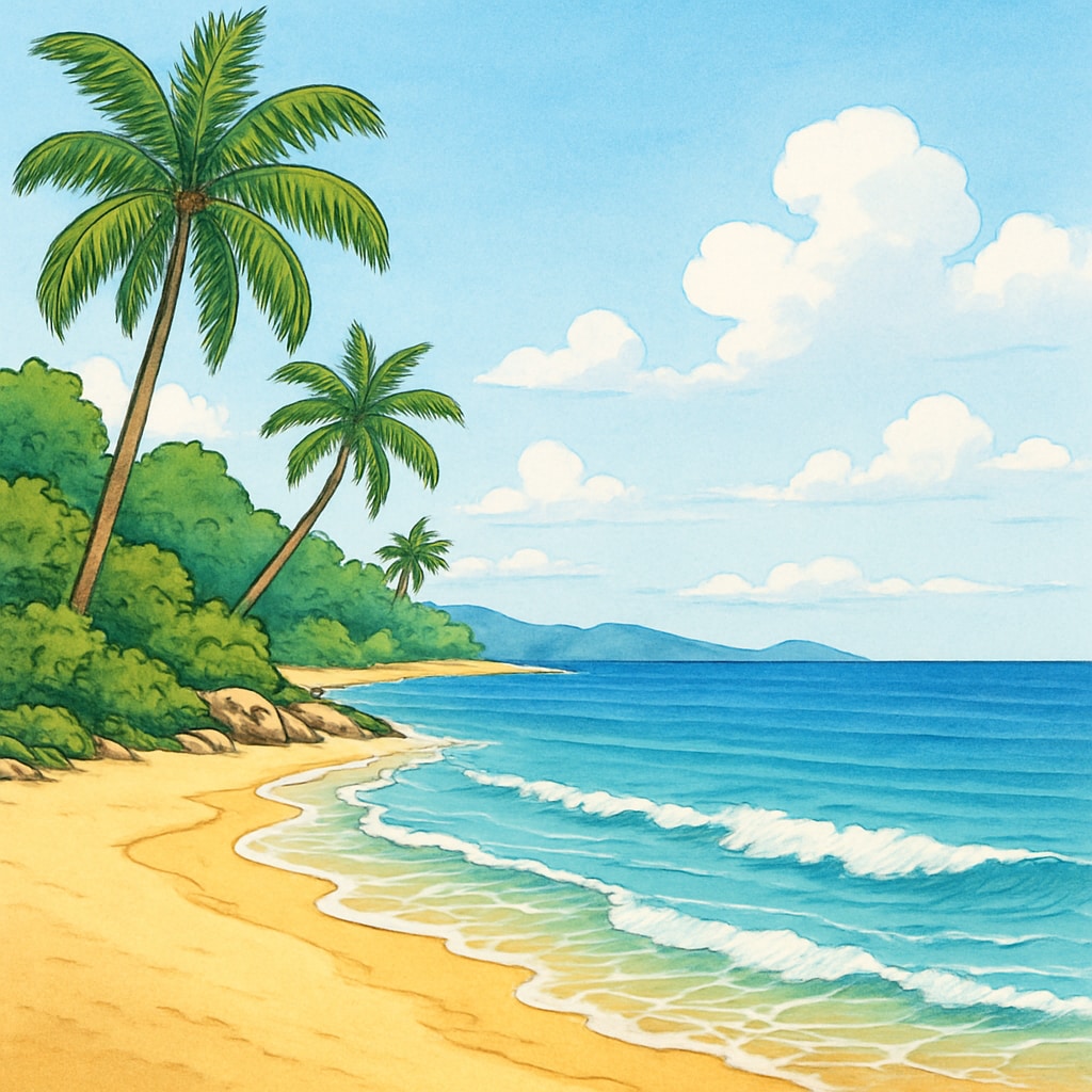 A vibrant short video screen capture showcasing a popular tourist destination, such as a bustling market or serene beach. A short video of a tourist destination shows a bustling market or serene beach.