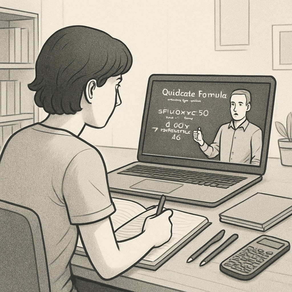 A student using YouTube learning resources to improve their math skills for workplace aptitude tests.