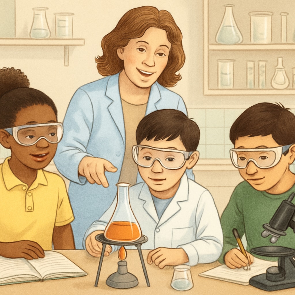 Educator leading hands-on science experiments in a classroom.