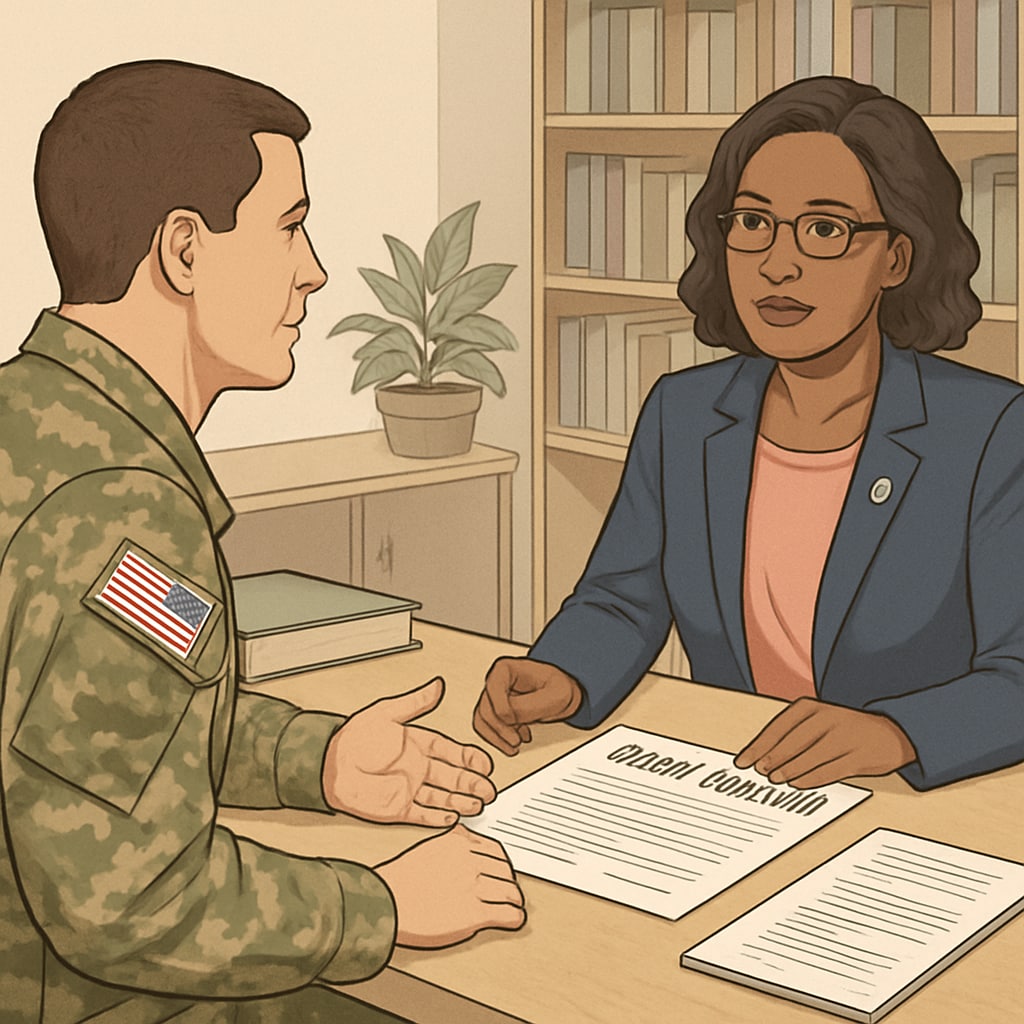Military veteran discussing credit transfer for an automotive technology degree.