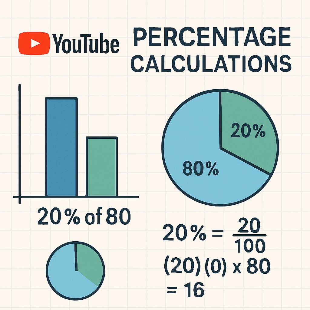A snapshot of a YouTube tutorial explaining percentage calculations with visual aids. A YouTube tutorial on percentages for campus recruitment math tests.