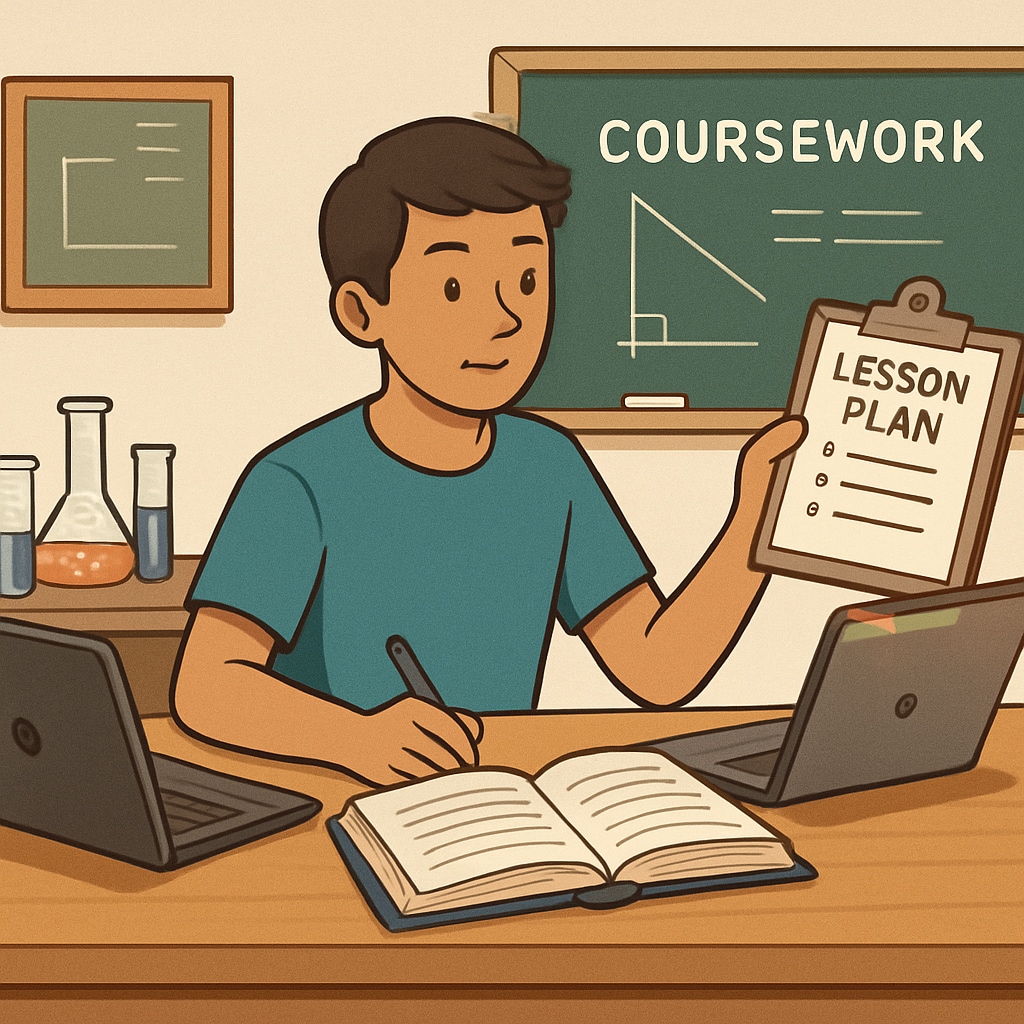 A student balancing engineering coursework and education responsibilities.