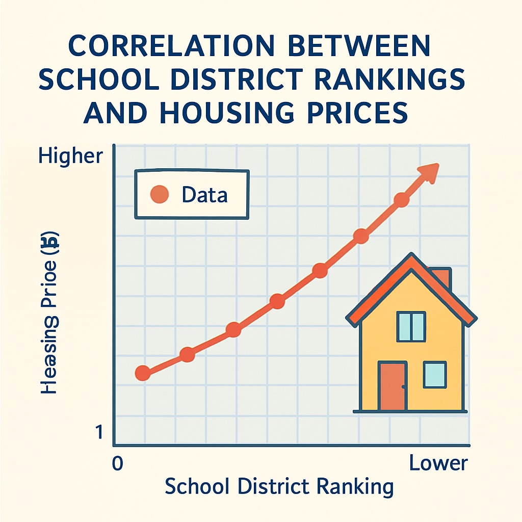 Graph showing the relationship between school district rankings and housing prices.