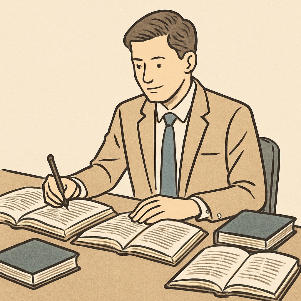 A professional studying at a desk with a laptop and books, representing the balance of work and education. A professional balancing work and study at a desk with a laptop and books.