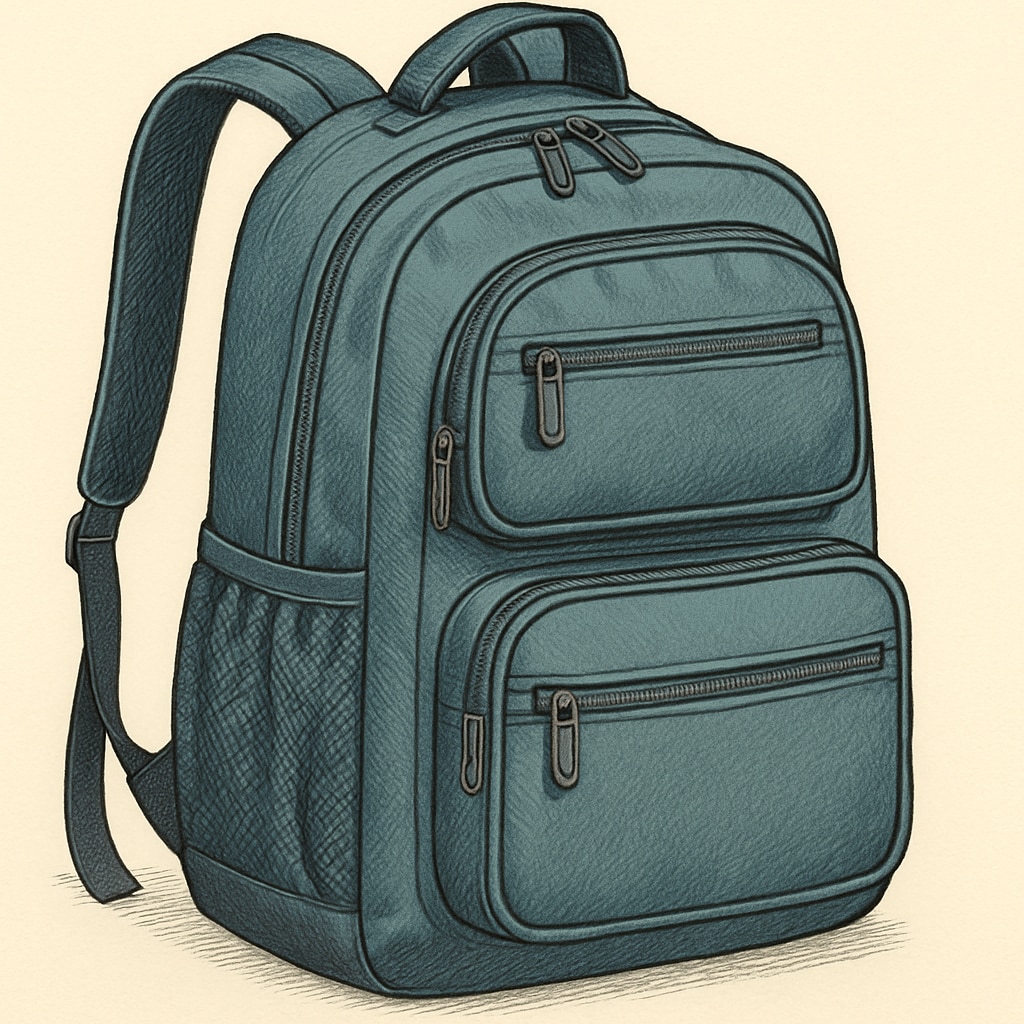 A close-up of a durable nylon backpack with multiple compartments, suitable for college students. Durable nylon backpack for college students.