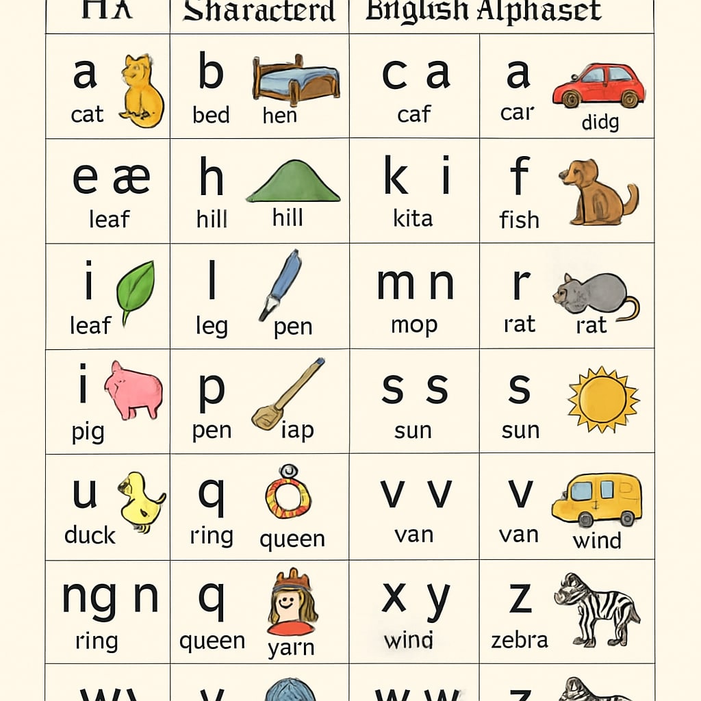 A side-by-side comparison of the ITA characters and standard English alphabet, highlighting their differences. Comparison of ITA symbols and standard English alphabet